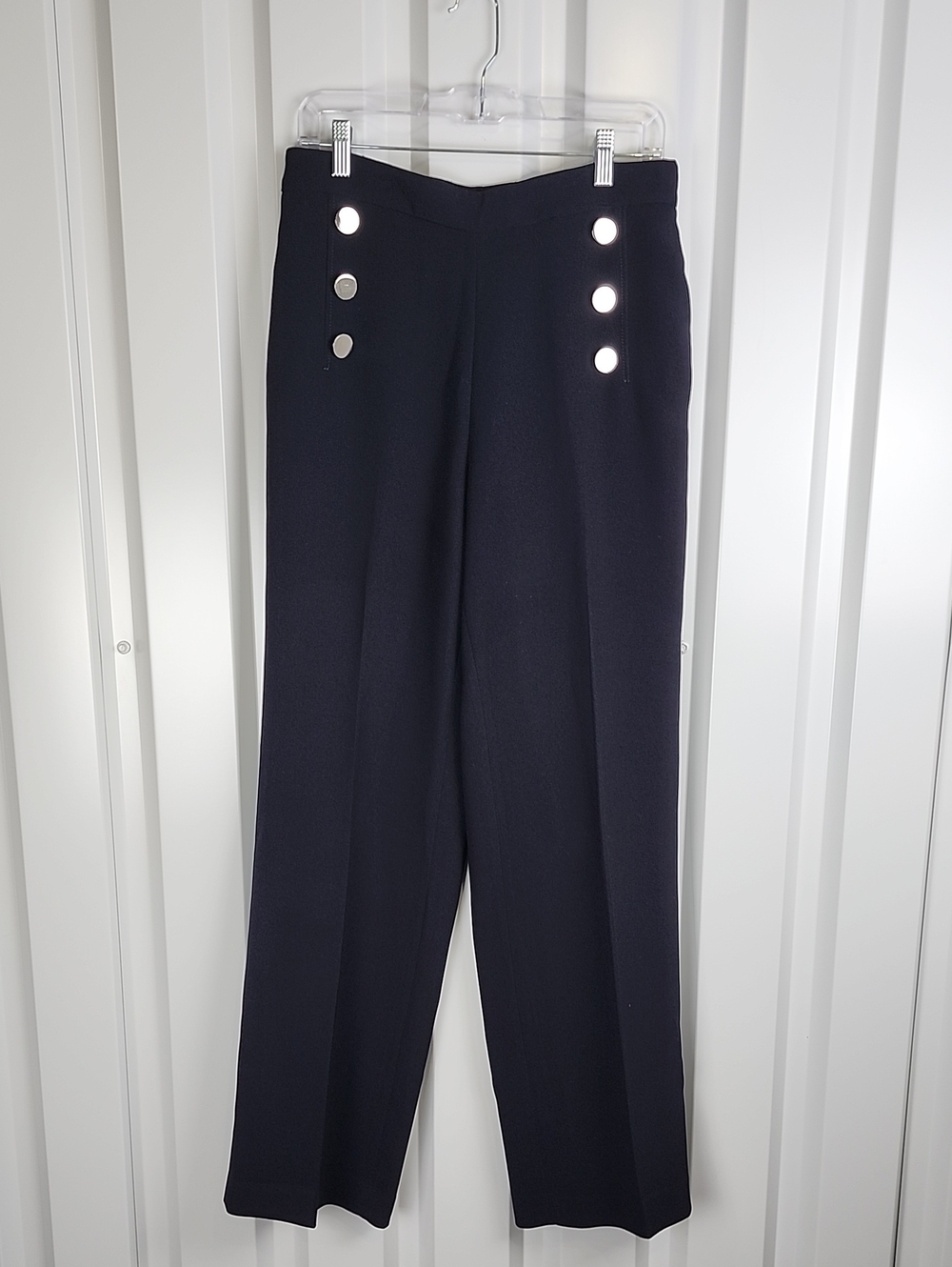 Carolina Herrera Wide-Leg* Sailor Pants Dark Navy High Rise Sz 8 Luxe Office EUC